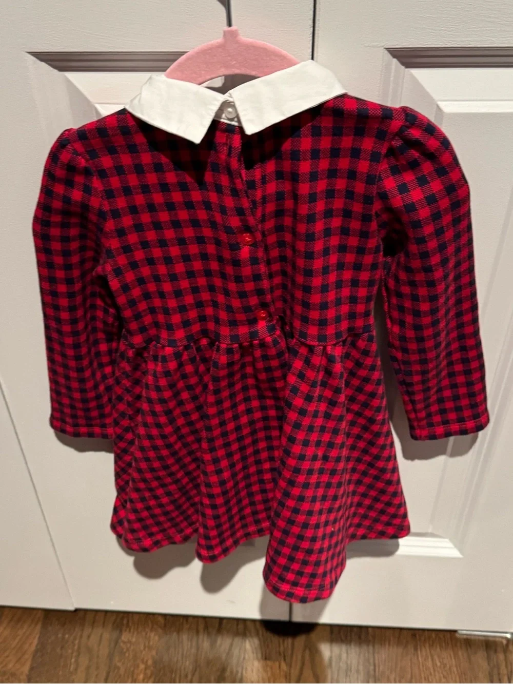 Janie and Jack Plush Holiday Gingham Jacquard Dress 3T X-Mas Toddler Girl Bow